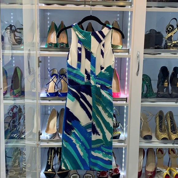 RED,, green, blue, and white midi dress. Sz: S - Picture 5 of 5